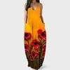 Women Summer  Sunflower Print Sleeveless Plus Size Pullover Long Dresses
