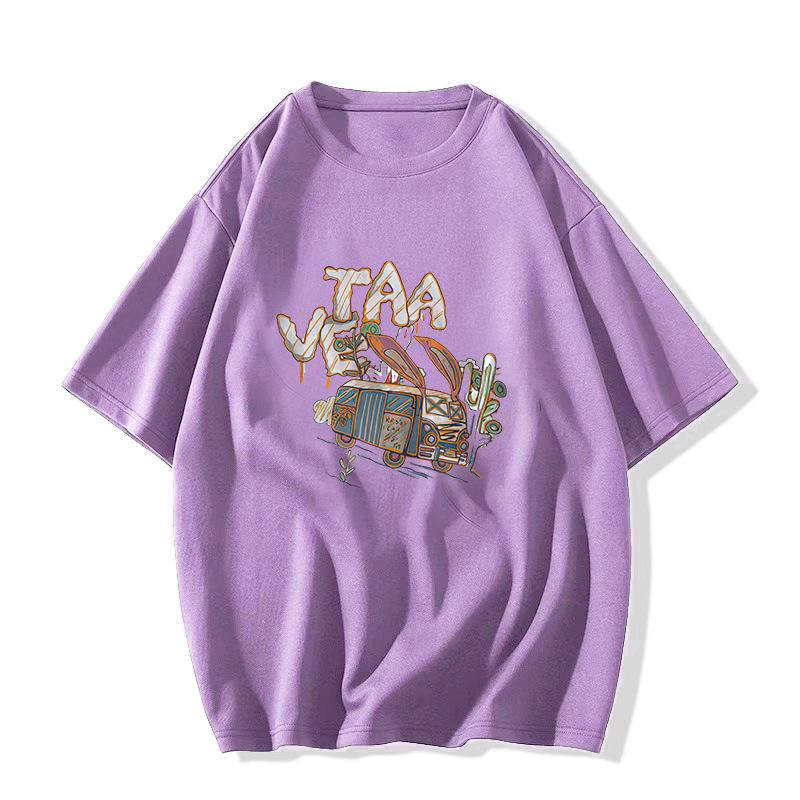 

Women s Plus Size Chic Wine Red Cotton T-Shirt - Korean Style, Short Sleeve, Belly-Hiding 3XL (145-160 jin)