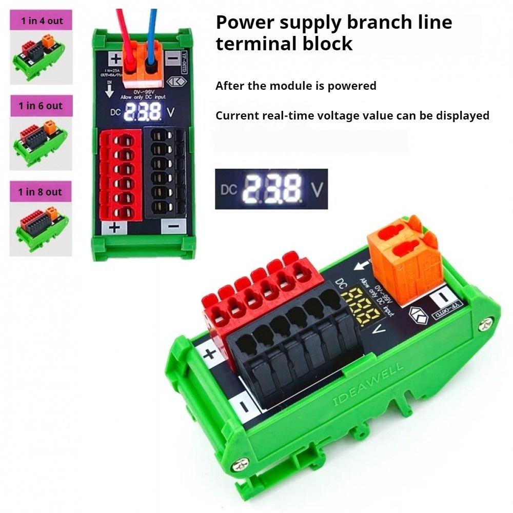 1 Input 4/6/8 Output Power Distribution Box DIN Rail Mount Terminal Block 99V/220V 20A Distribution Box for DC AC Power Supply