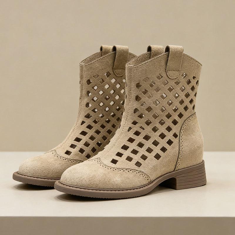 Inner heightening Martin boots women's 0000 new summer hollow breathable hole shoes retro versatile and thin short cool boots