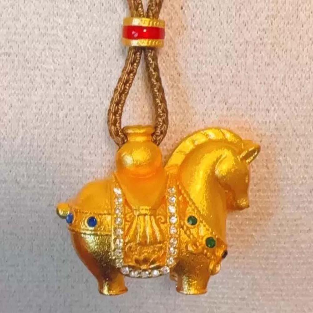 Orichalum Plating Zodiac Horse Necklace Luxury Golden Horse Pendant Wealth Foal Necklace  Men