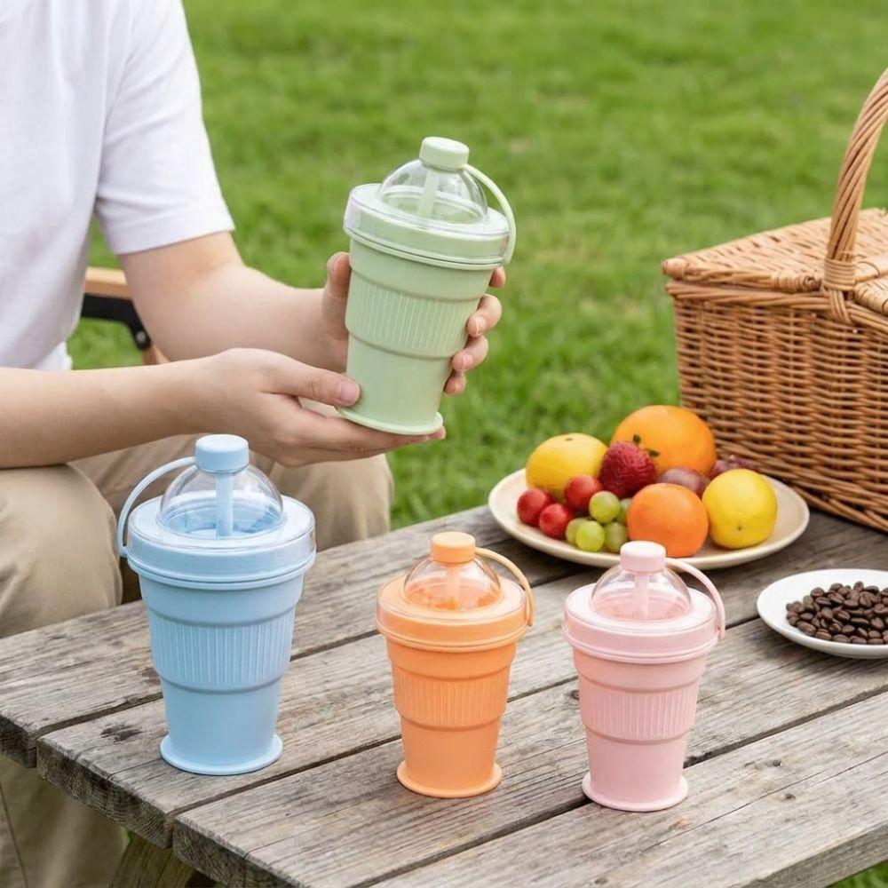 Leak-proof Silicone Ice Ball Cup Built-in Straw 2-in-1 Travel Mug  Summer Outdoor