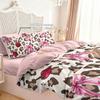 3Pcs Leopard Print Cherry Bow Printed Coreless Duvet Cover Set Multi Size Bedroom Bedding Decoration Machine Washable