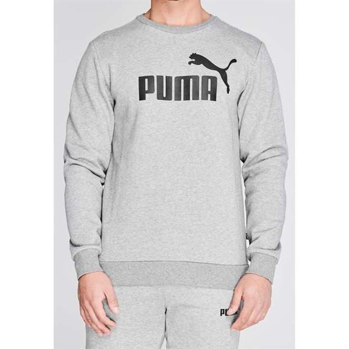 Men's Gray Puma No 1 Crew Sweatshirt, Size M