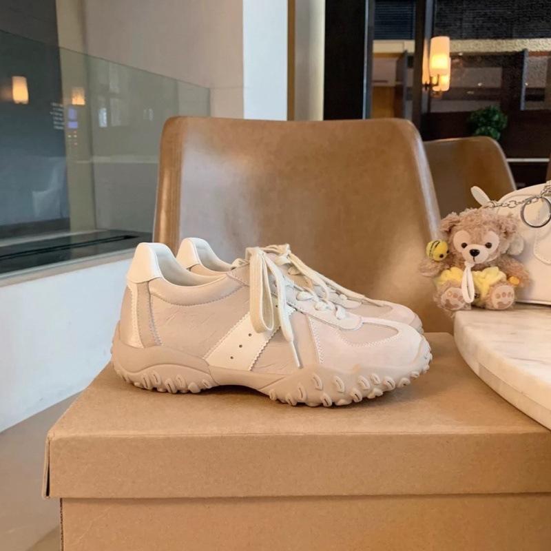 

Leather retro women s spring and summer new color matching versatile casual sports shoes inner height increase women 35