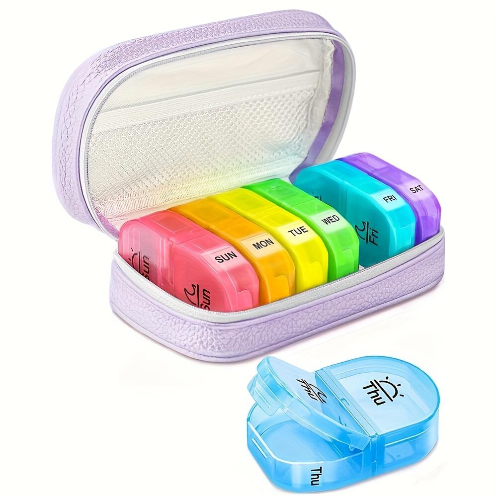 

Cute Pill Organizer 2 Times a Day, PU Leather Pill Case, Portable Weekly Pill Box for Purse with Storage Bag to Hold фіолетовий