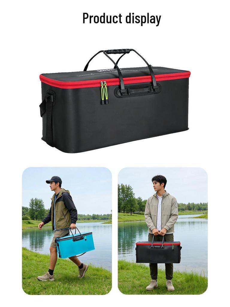 Portable Foldable Fish Bucket: Multi-functional Fish Keeper with Hand-Held & Shoulder Strap for Fetching Water and Fishing.
