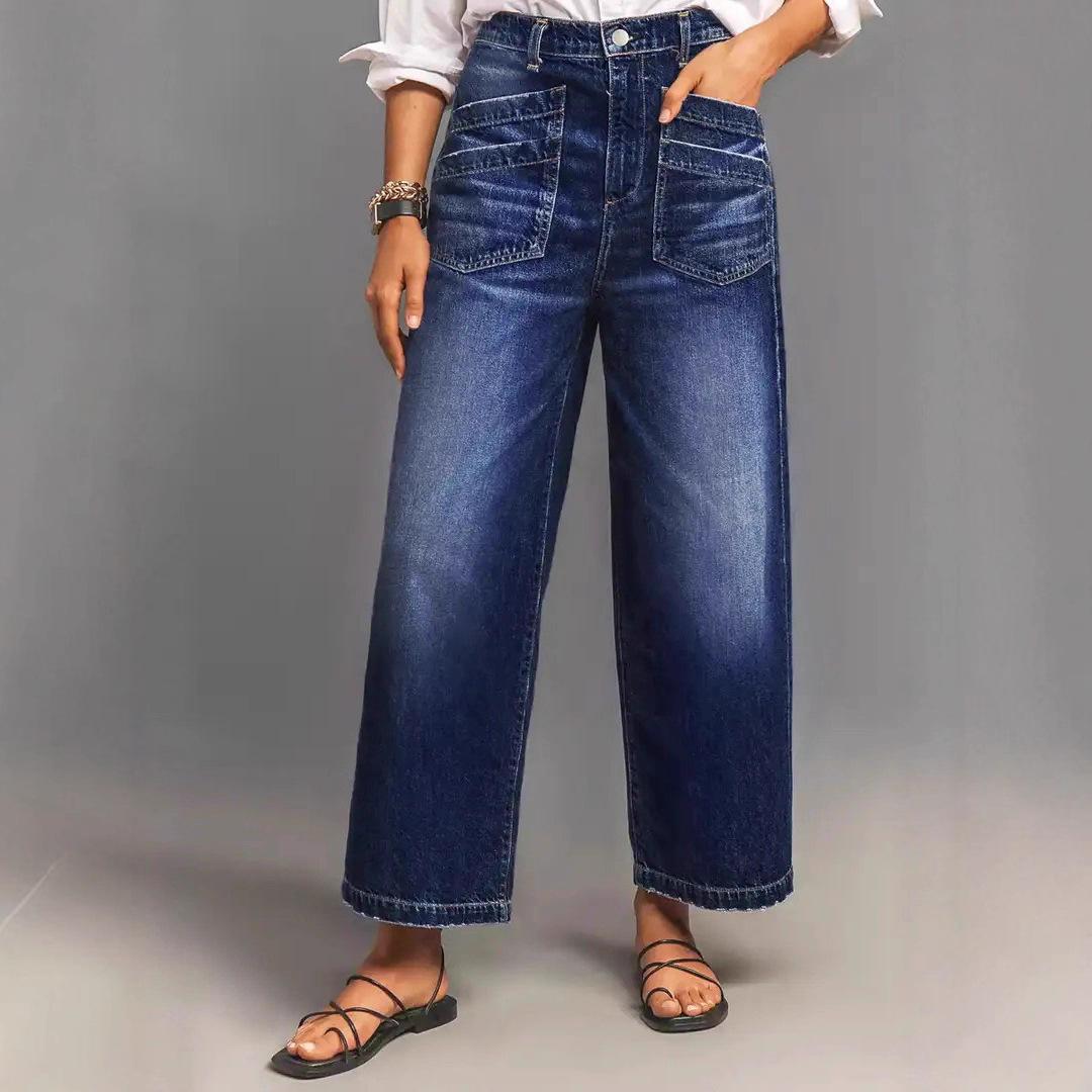 Women s Plus Size Mid Waist Wide Leg Jeans - Casual Slimming Straight Leg XL