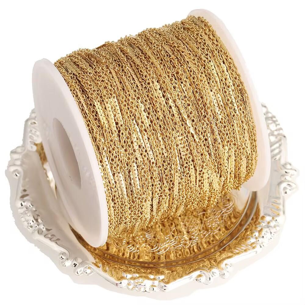 1 Meter DIY Jewelry Making Finding Accessories 18K Gold Plated Stainless Steel Chain for Necklace Bracelet Model SLC1001