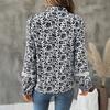 YYFS Women's Fashion Casual Spring Autumn Flower Pattern Print Long Sleeve V-Neck Blouses & Shirts