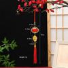 Lunar New Year Lucky Hanging Ornament with Red Tassel Golden Charm Festive Portable Decor for Travel Hotel Room Spring Festival