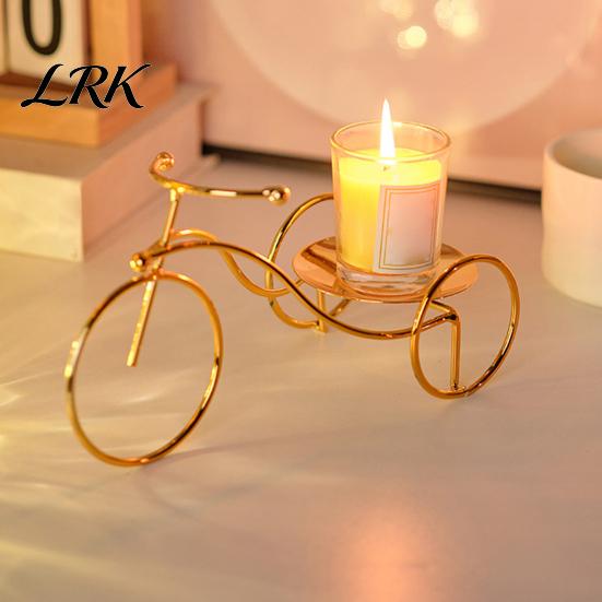 Retro Style Candle Holder Creative Bicycle Holder, Iron Art Compact Candlestick, Aromatherapy Scented Narrow Countertop Display for Bathroom