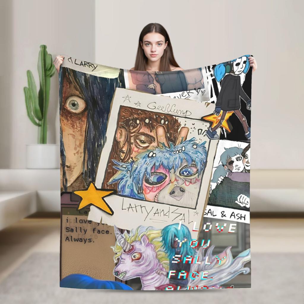 Sally Face Sal Fisher SF Plush Blankets Game Gothic Creative Throw Blankets for Home 150*125cm Ultra-Soft