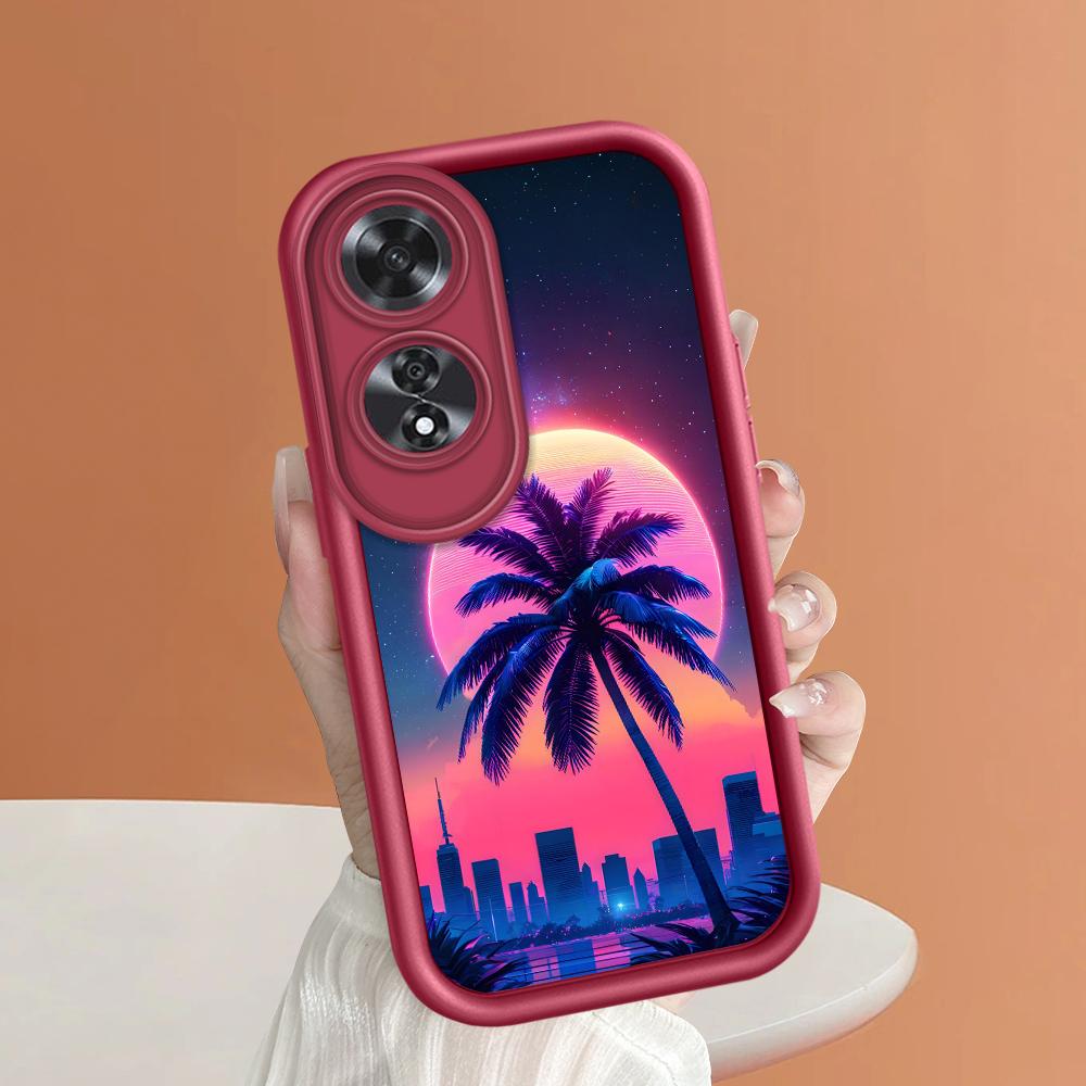 For Realme 11 11x 12x 12 Pro C21 C30 C33 C35 C65 OPPO A18 A38 A60 A96 Reno 10 11 12 Pro Cartoon Coconut Tree Full Lens Protect Soft Phone Case