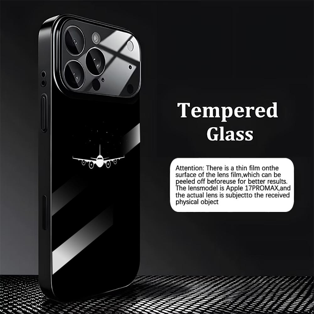 Simple White Airplane Print Glass Phone Case Mobile Phones for Iphone 17 Pro Max Cover for iPhone 17 16 15 14 13 12 Pm Pro Plus