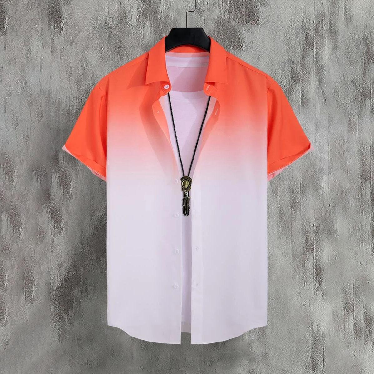 

Летняя мужская повседневная рубашка с короткими рукавами и пляжным принтом