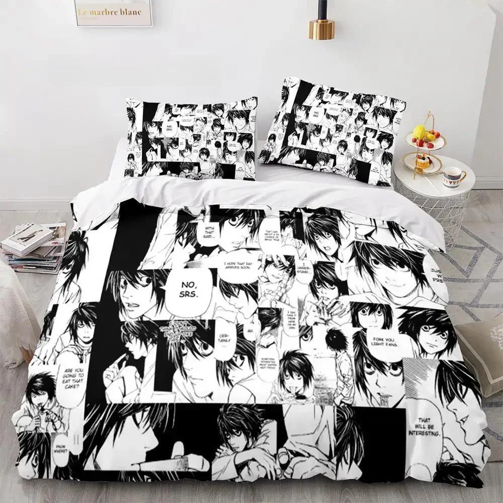 Death Note Bedding Set Single Twin Full Queen King Size Bed Set Adult Kids Bedroom Duvet Cover Sets 3D Print Anime Death Note A