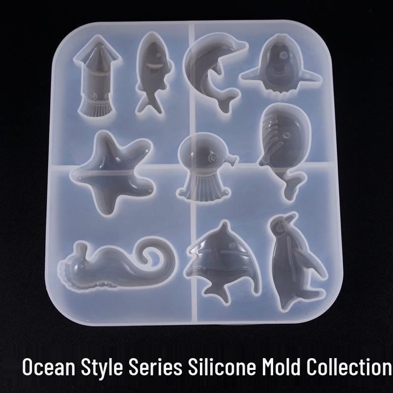 Crystal Epoxy Resin Mold Set: Ocean Style Jewelry Collection with Starfish & Penguin Designs (Multiple Styles)