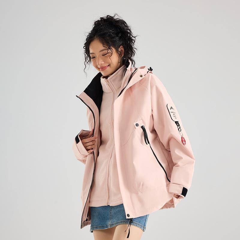 Dragon Fruit Jacket Outdoor Three-in-one Women's Small Windproof Waterproof Travel Jacket Mountaineering Suit