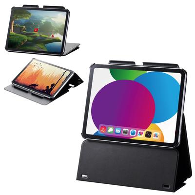 Elecom IPad 10.9 10. Generation (Modell 2022) Hülle Mehrstufige Höhenverstellung Auto Sleep/Auto Wake Weiches Leder Schwarz TB-A24RWVH2BK