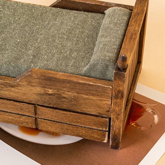 Miniature Single Bed 1:12 Scale Mini Bed with Drawer Retro Style Mini Bed Miniature Furniture for Dolls Kids Pretend Play