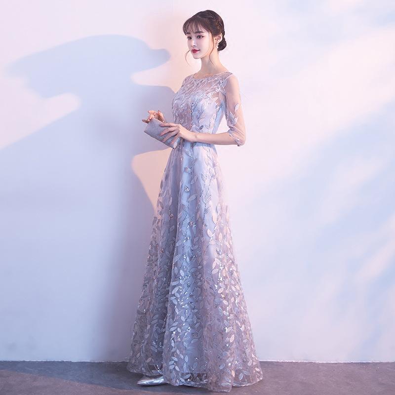 Banquet Evening Dress 1011 Summer New Temperament Fashion Evening Host Art Test Dress Dress