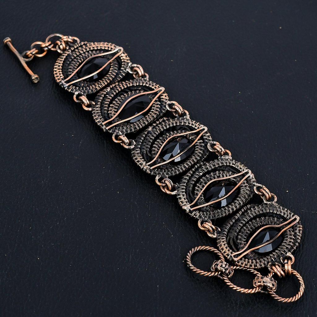 Schwarzes Spinell-Armband, 925er Sterling-Silber-Armband, handgefertigter Edelsteinschmuck, Geschenke für die Frau, brandneues Armband