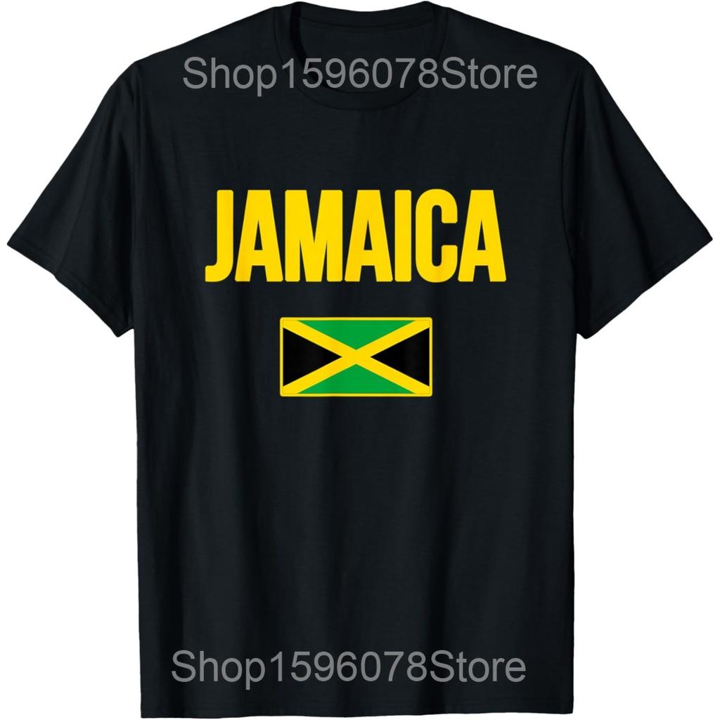 Jamaican Flag Heart Vintage Jamaica T Shirts Men Women Pure Cotton Humor Streetwear Tee Shirt Short Sleeve Unisex Loose Clothing