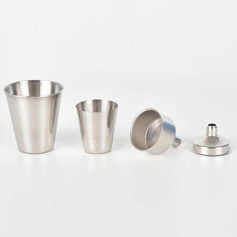 Stainless Steel Funnel, 30ml Shot Glass, & 70ml Rolled Rim Wine Glass Set