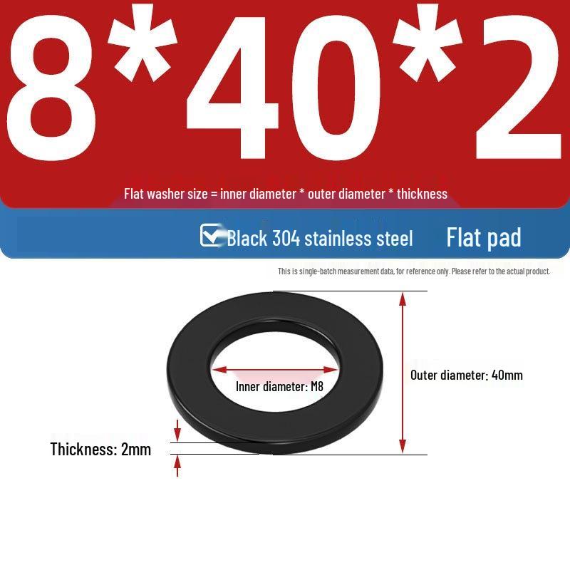 Ultra-Thin Black Zinc-Plated Stainless Steel Flat Washer (M2-M20)