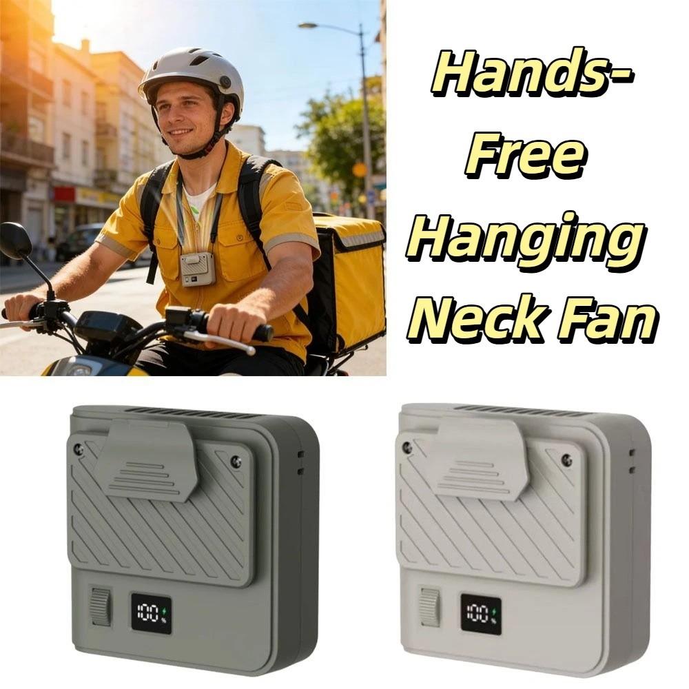 9500RPM Rechargeable Wearable Fan LED Display Waist Clip Fan Hands-Free Hanging Neck Fan Jobsite