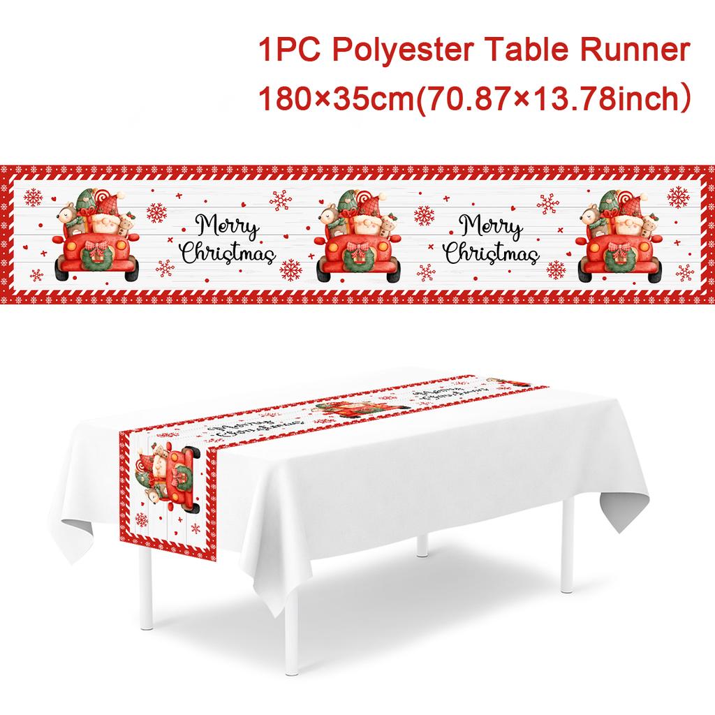 Christmas Table Runner Cloth Merry Christmas Decoration for Home 2024 Tablecloth Xmas Ornament Navidad Natal New Year Gift 2024