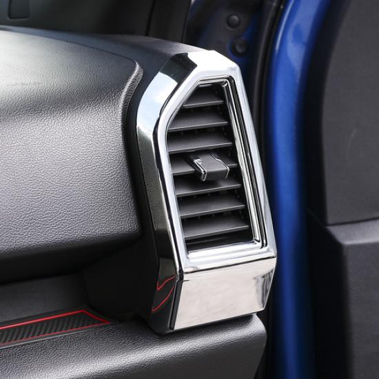 Chrome Inner Dash Side Conditioning Vent Outlet AC Cover Trim For Ford F150 15+