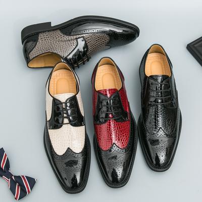 Men Brogues Wedding Dress Dance Shoes Black Brock Carved Leather Shoes Business Formal Shoes Tuxedo Prom Blazers Shoes Large Size