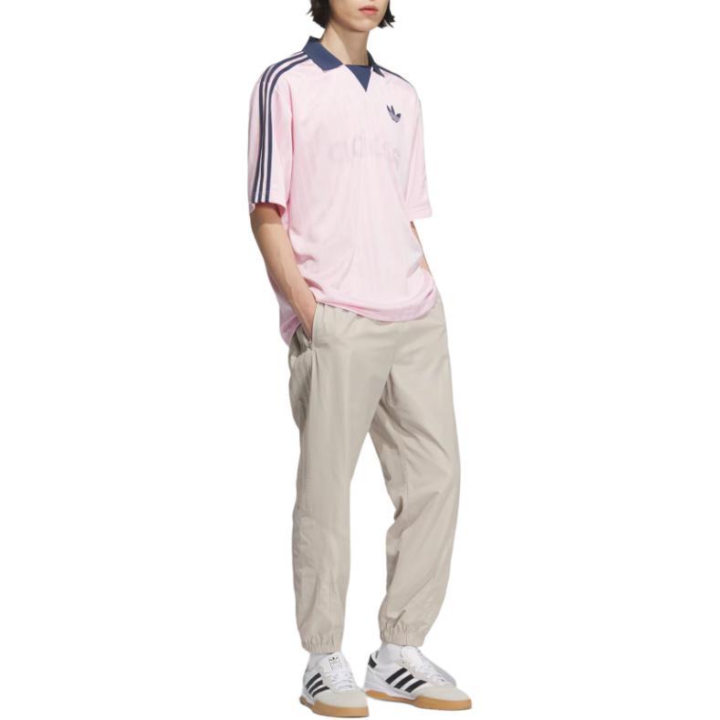 adidas Originals Logo Kleurblok Streep Losse Pasvorm Korte Mouw T-shirt Heren Tops Roze JX8982
