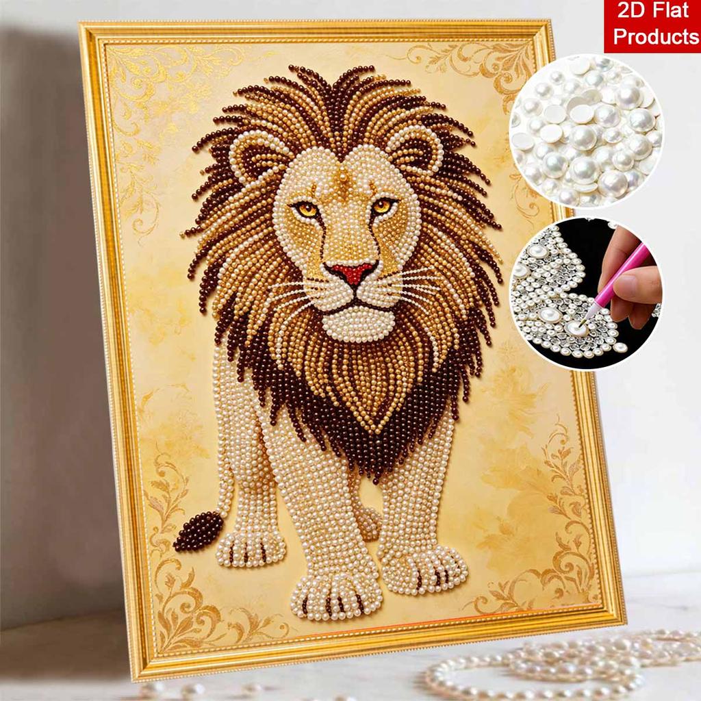 Majestic Lion Pearl Kit DIY 5D Rhinestone Art Craft for Adults Family Party Decoration Handmade Gift