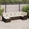 7 Piece Brown Garden Sofa Set with Cushions