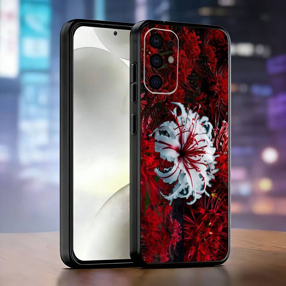 

Red Spider Lily Flower of Hell Phone Case For Samsung S25,S24,S21,S22,S23,S30,Ultra,S20,Plus,Fe,Lite,Note,10,Black Cover Samsung S21plus