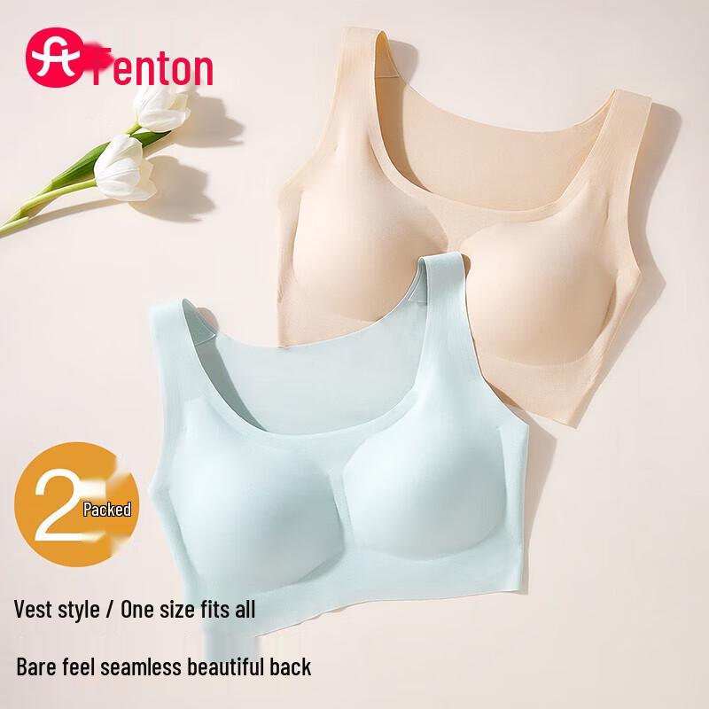 Fenteng Women s Wireless Seamless 3/4 Cup Bra 2-Pack 80B
