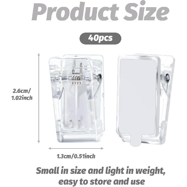 40pcs Adhesive Clips Self Adhesive Clips Acrylic Sticky Clips for Hanging & Organization,Clear Adhesive Clip for Hanging Poster Photo Decoration