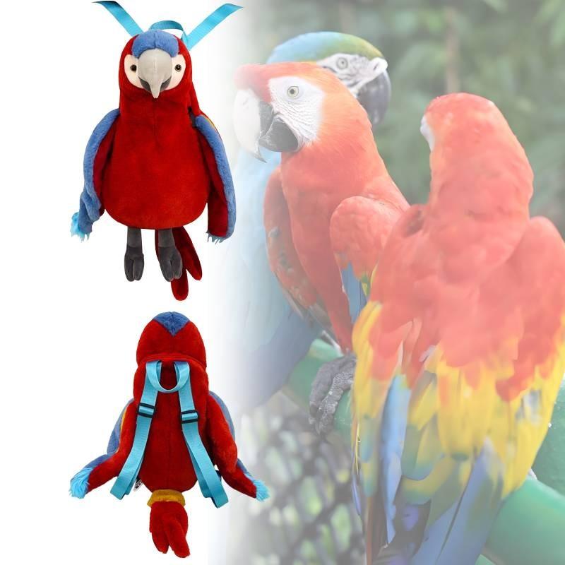 Backpack Parrot Red Plush Toy Cute Girl Birthday Holiday Gift Throw Pillow Doll