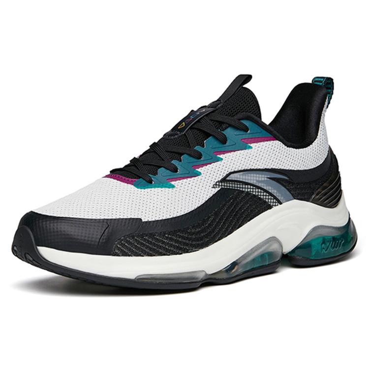 Anta Comfortable Cushioning Slip Resistant Abrasion Resistant Low Top Running Shoes Men's Black White Green 112145502-1