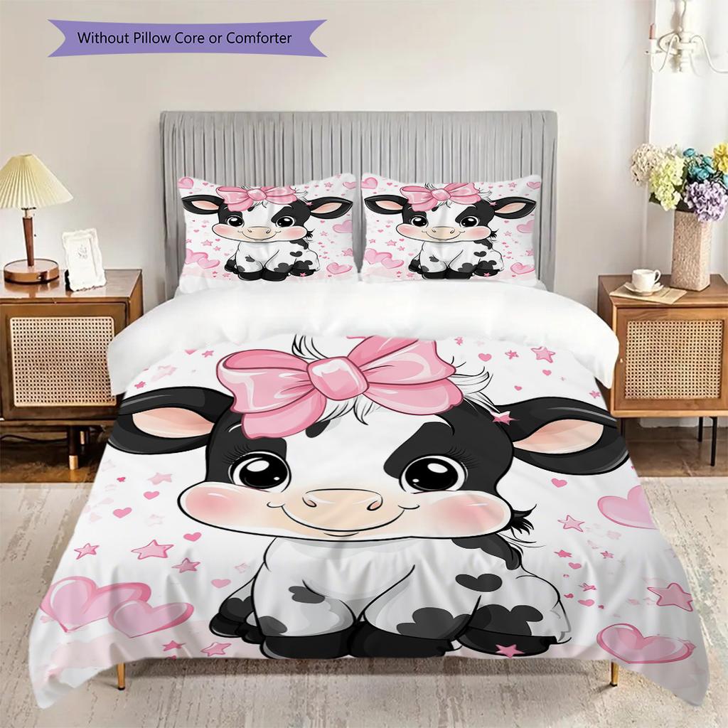 Cow Pattern Bedding Quilt Set Quilt Cover Pillowcase Home Decoration Birthday Gift (1 * duvet cover + 2 * pillowcase, without core)