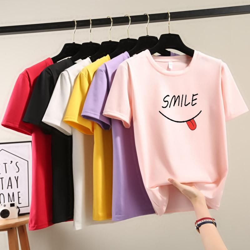 2025 Summer Casual loose student T Shirt Women's Y2k Tops Harajuku funny letter print Short Sleeve T-shirts for Women