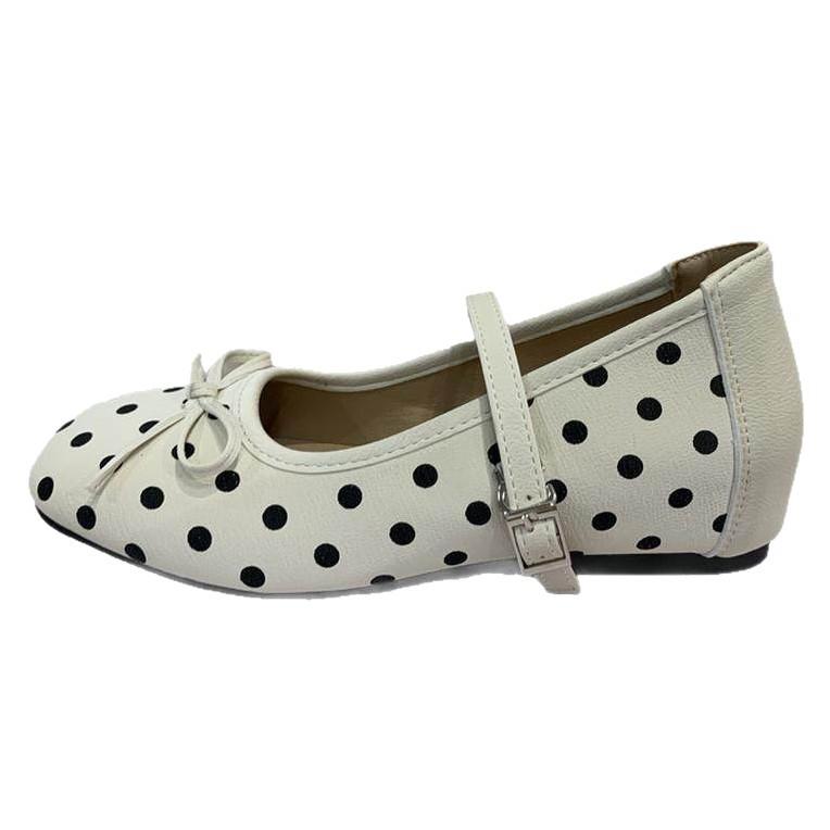 Ladies' Polka Dot Mary Jane Shoes, Women's Interior Height Increasing, Spring and Summer Bow Single Shoes with Skirt and Small Leather Shoes