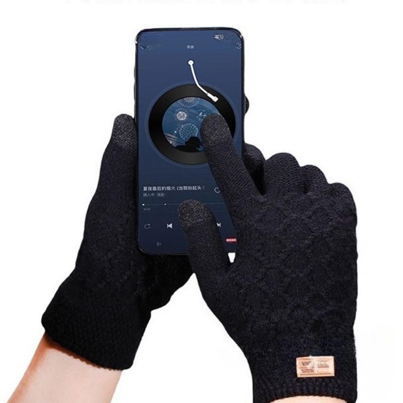Winter Touch Screen Gloves Warm Thermal Lined Knit Gloves Elastic Cuff Winter Texting Gloves Halloween Accessories