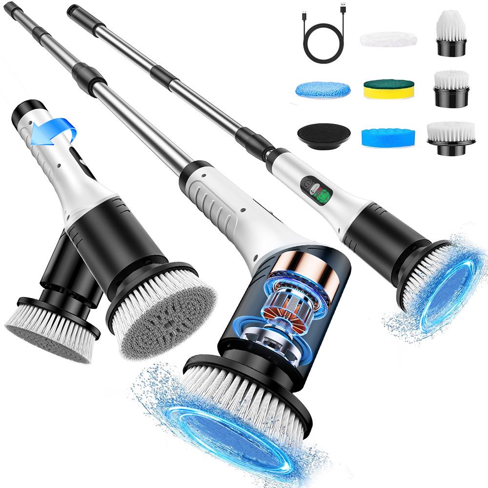 Multi-functional Wireless Electric Cleaning Brush with Rotating Telescopic Handle and Digital Display