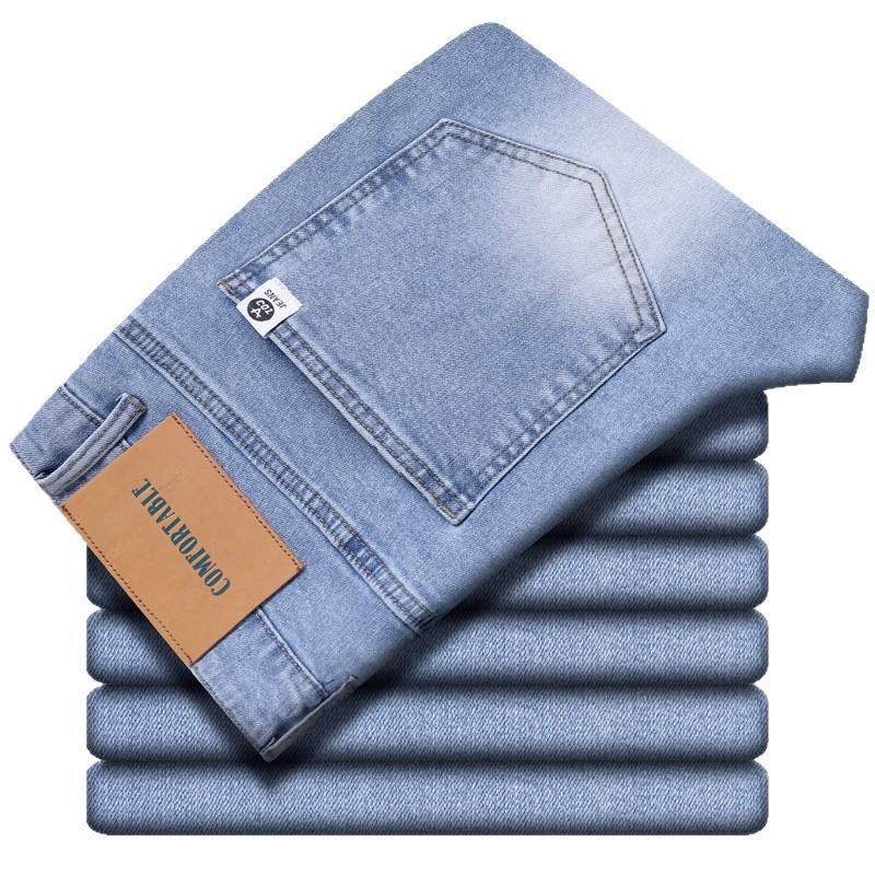 Neue Sommer-Tencel-Herrenjeans: Hochwertige, gewaschene, entspannt geschnittene, schmal gerade, vielseitige Jeans für Herren