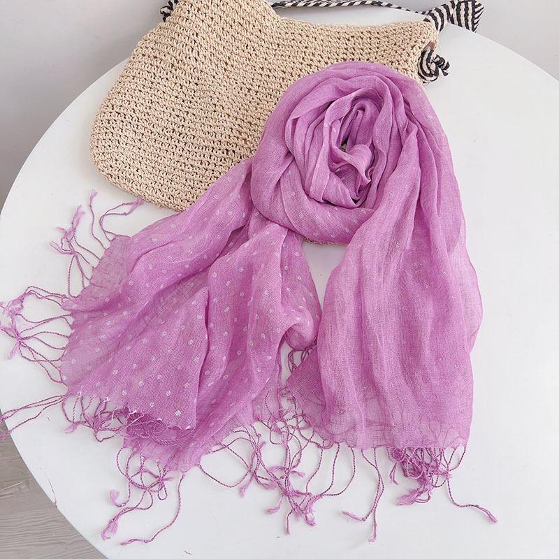 Japanese Rain And Dew Hemp Primary Color Polka Dot Dot Printed Scarf Breathable Thin Shawl Neck Protection Sun Protection Silk Scarf Women