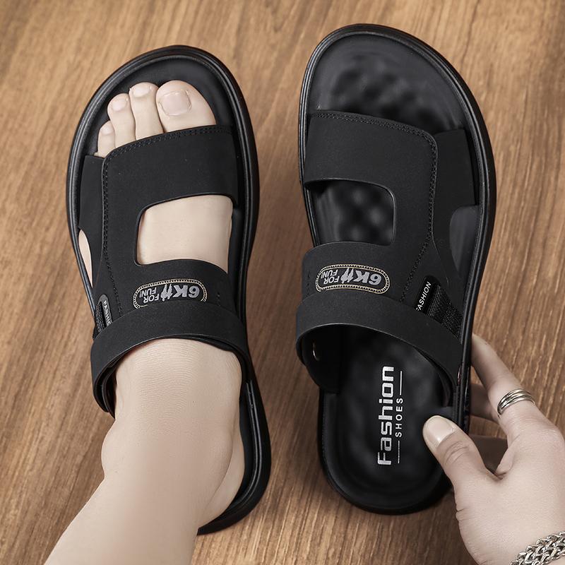 Breathable Vented Men's Slippers Soft Sole Anti-Slip Casual Trendy Shoes 2025 Summer Home Two Wear Slippers Beach Shoes Outdoor